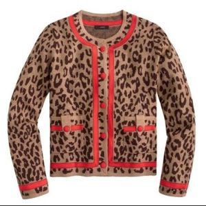 J. Crew Tipped leopard Merino Wool Sweater Sz S